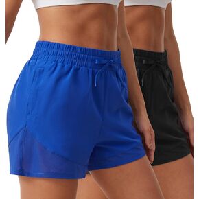 SILKWORLD Athletic Shorts for Women High Waist Running Shorts Quick Dry with Liner & Zipper Pockets