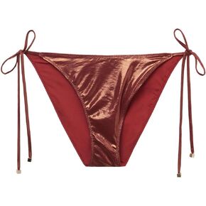 Woman's String Swimsuit Bottom Metallic Skin