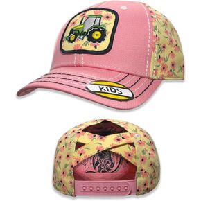 John Deere Kids Tractor Pony Tail Baseball Cap Hat Pink