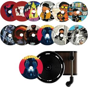 Retro Style Record Player Air Freshener Car Accessories, 12 Pieces, Vinyl Album Cover Air Diffuser, Car Vent Clip for Fans Gift (A-The Weeknd)