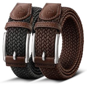 BULLIANT Men Golf Belt,Stretch Women Braided Belt for Men casual Sports Golf Snug Fit 1 3/8"