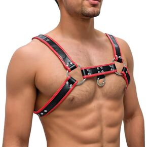 Men's Chest Harness Belt, Thickened PU Leather Body Harness Belt for Men, Sexy Adjustable Male Punk Chest Shoulder Harness Muscle Show Fashion Costumes Clubwear for Cosplay Party Nightclub