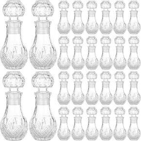 Chuangdi 24 Pcs Mini Glass Wine Bottles 1.7oz Glass Tequila Bottles with Stopper Decorative Tequila Bottle for Patron Whiskey Homemade Vanilla Extract Wedding Baby Shower Party Favors(Diamond Style)