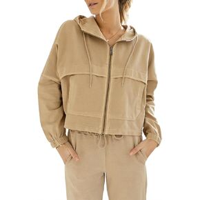 نساء Fisoew غير الرسمي هوديي وبلوزات سجلة zip up requstrsing سترة مع جيوب
