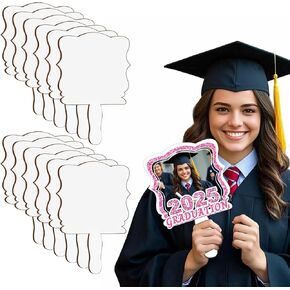 12 Pack Sublimation Graduation Fans Blank 12"x8", MDF Sublimation Grad Fans, Hardboard Wood Sublimation Blanks for DIY Grad Gifts, Class of 2025, Memorial, Ceremony, Party Decor