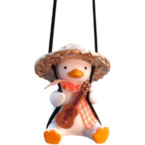 Swing Duck Car Hanging Ornament Cute Swing Duck Car Pendant Swing Duck Car Decoration Rearview Mirror Accessories Car Rearview Mirror Women Car Interior Accessories (Sunglasses Necklace Duck)