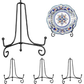 Plate Stands for Display, 4 Pack Iron Display Stand, 4 Inch Black Mini Easel Stand Holder Picture Photo Stand Foldable Plate Holder Display Stand for Picture Photo Frames Decorative Plates Books Arts
