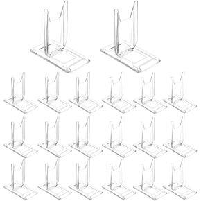 20 Packs Book Display Stand, Clear Display Holder Easel Collector Stand Acrylic Stands for Comic Book Holder Magazine Postcard Art DVD Album Jewelry Pictures Platter