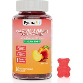 Calcium Gummies for Women 1200 mg, Calcium Chewables with Vitamin D3 Magnesium Zinc, Vegan, Sugar Free, Gluten Free, 60 Count