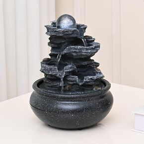 Tabletop Fountain Indoor Waterfall Meditation Fountain,Desktop Water Feature with LED Light for Home Office Bedroom Relaxation (26002)