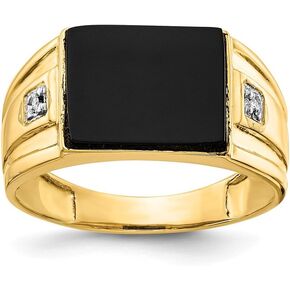 Jewels By Lux 14k Men's Onyx and Diamond Ring