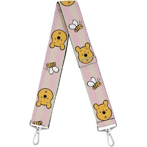Disney Purse Strap, Winnie the Pooh Surprised Face Bumble Bee Stripe Pink White, 2 Inches Wide