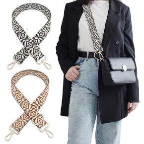 2 Pack Adjustable Crossbody Purse Straps,1.5" Wide Replacement Shoulder Straps for Handbags, Retro Jacquard Embroidered Multi-Pattern Bag Strap for Crossbody & Shoulder Bags