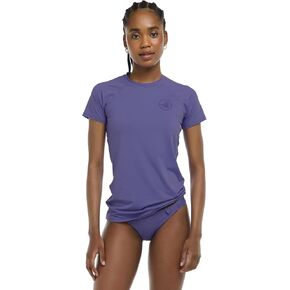 Body Glove Women's Standard Smoothies in-Motion Solid Short Sleeve Rashguard with UPF 50+, Iris Blue