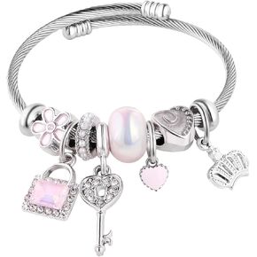 Charm Bracelet for Girl Stainless Steel Beads Cute Charm Bracelet Friendship Giftsfor Girl