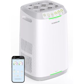 منقي الهواء الذكي Nuwave OxyPure ZERO E500، مساحة كبيرة تصل إلى 1082 قدم مربع، صفر نفايات وبدائل فلتر صفر، حساسية الحيوانات الأليفة، الغبار، الدخان، ترشيح هواء مزدوج ثلاثي المراحل in Kuwait