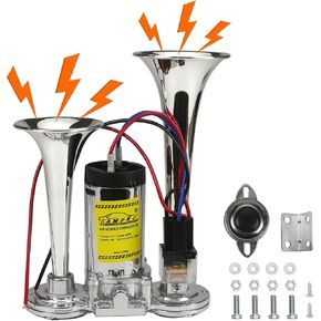 Air Horn 135db 12V Trumpet Air Horn with Compressor Easy Install for Any 12V Vehicles Trucks Lorrys Trains Boats Cars Vans
