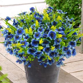 12 Bundles Artificial Flowers Outdoor Silk Fake Plants UV Resistant Faux Plastic Greenery Shrubs for Home Outside Garden Front Porch Window Box Pot Planters Decor (Mix Color)