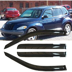 4pcs أصلي نافذة الجانبية المتقاومة للرياح من أجل PT Cruiser 01-10 ، مجموعات حراس المطر من الشمس ، وأقنعة النوافذ ذات المظهر الجميل للسيارات ، تنافس التهوية الملائمة للفترة 2001-2010 Chrysler PT Cruiser 94511