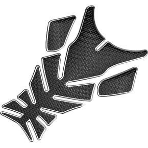 Universal 3D Motorcycle Gas Tank Decal 7.76''x5.63'' Gas Tank Sticker Fuel Oil Gas Tank Pad Protector Sticker Decal PVC Rubber Black Silver Tone