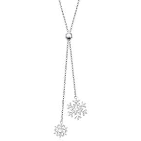 Long Chain Dainty Necklace Simple Style 925 Sterling Silver Snowflake Pendant Necklace Adjustable Y Shaped Necklace Jewelry Gifts for Women