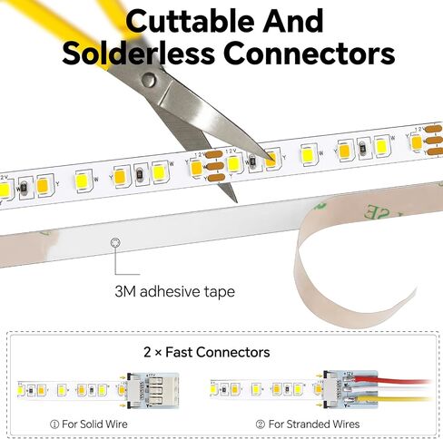 3CCT Flexible 16.4ft LED Strip Light with 12V CCT Switchable Dimmer Kit for Camper Vans, Trucks & Trailers Indoor. CCT Changeable(3000K/4500K/6000K) & Brightness Control DC12V, 10A in Kuwait