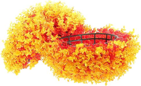 Artificial Plant Topiary Ball Eucalyptus Leaves Garden Spheres 35cm Decorative Faux Boxwood Balls Plants for Backyard Porch Patio Wedding Garden Orange in Saudi Arabia
