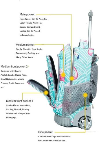 Tilami Rolling Backpack for Kids 18 inch Boys and Girls Laptop Backpack,Bicycle in Saudi Arabia