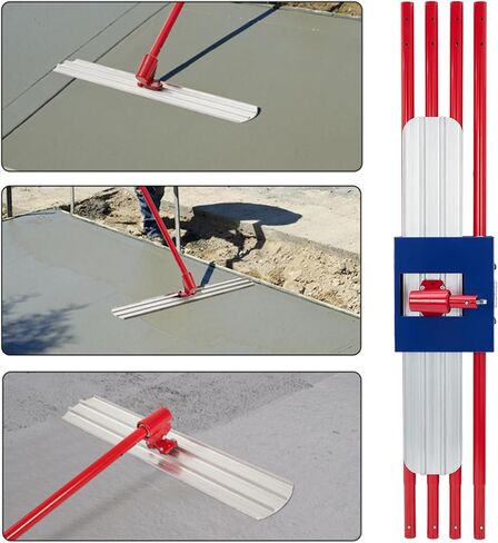 Bull Float Magnesium Concrete Float, 48 x 8" Round End Concrete Float Tool Cement Tool, Concrete Kit Bull Float with 4 Float Handle Bracket Concrete Tools Finishing（RED） in Saudi Arabia