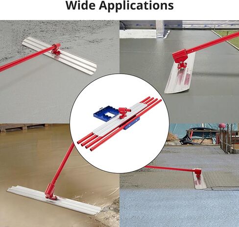 Bull Float Magnesium Concrete Float, 48 x 8" Round End Concrete Float Tool Cement Tool, Concrete Kit Bull Float with 4 Float Handle Bracket Concrete Tools Finishing（RED） in Saudi Arabia