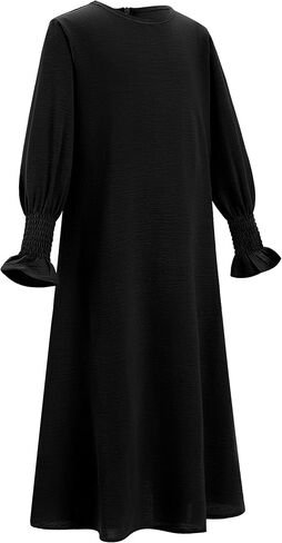 OBEEII Abaya for Girls Muslim Long Sleeve Prayer Dress Ramadan Kaftan Abaya with Hijab Islamic Clothing Arabic Eid Robe in Saudi Arabia
