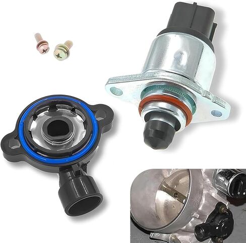 2 PCS Idle Speed Control Valve Sensor + Throttle Position Sensor Kit, 17113625 17113598 Replacement, Compatible with Buick Cadillac Chevrolet Pontiac (Silver & Black) in Kuwait