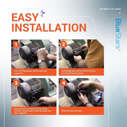 BlueStars 708-850 فائق التوهج MFD 50/60 هرتز 110-125 فولت تيار متردد مكثف بدء مستدير من بلو ستارز - مناسب عالمي لمكيفات الهواء وتطبيقات المحركات الكهربائية الأخرى - حزمة من 1 in Saudi Arabia