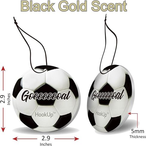 Soccer Car Air Freshener by HookUp - 2 Pack - Black Gold Scent (Extra Strong) | Unique Soccer Gift for Players, Coach, Fans | Hanging Car Accessory with Long Lasting Fresheners Smell in Saudi Arabia