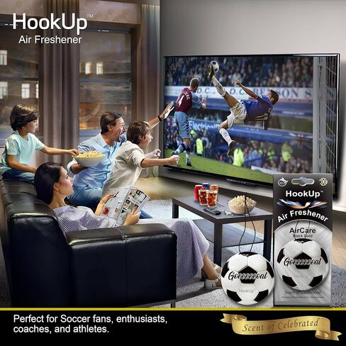 Soccer Car Air Freshener by HookUp - 2 Pack - Black Gold Scent (Extra Strong) | Unique Soccer Gift for Players, Coach, Fans | Hanging Car Accessory with Long Lasting Fresheners Smell in Saudi Arabia