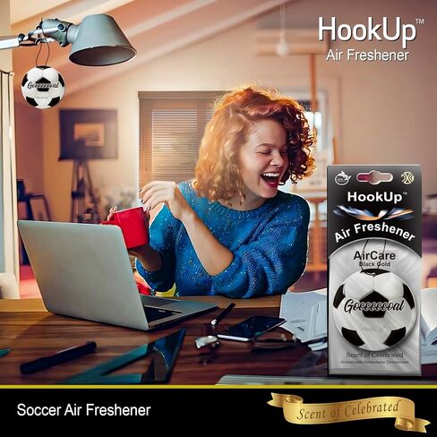 Soccer Car Air Freshener by HookUp - 2 Pack - Black Gold Scent (Extra Strong) | Unique Soccer Gift for Players, Coach, Fans | Hanging Car Accessory with Long Lasting Fresheners Smell in Saudi Arabia