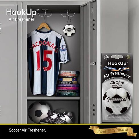 Soccer Car Air Freshener by HookUp - 2 Pack - Black Gold Scent (Extra Strong) | Unique Soccer Gift for Players, Coach, Fans | Hanging Car Accessory with Long Lasting Fresheners Smell in Saudi Arabia