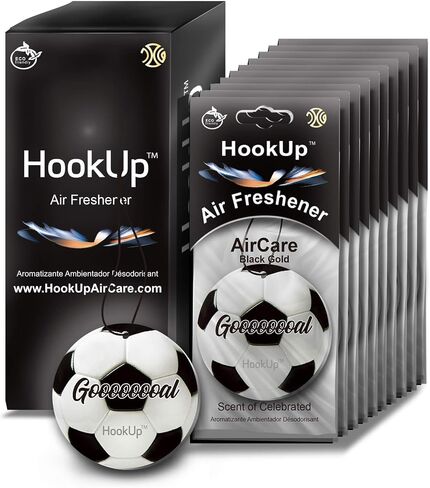 Soccer Car Air Freshener by HookUp - 2 Pack - Black Gold Scent (Extra Strong) | Unique Soccer Gift for Players, Coach, Fans | Hanging Car Accessory with Long Lasting Fresheners Smell in Saudi Arabia