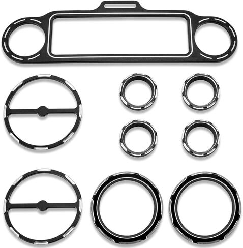 9PCS Stereo Accent Speedometer Speaker Trim Ring Set for Harley Davidson Touring Electra Street Glide Ultra Classic Models 1986-2013 (Black) in Kuwait