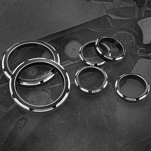 9PCS Stereo Accent Speedometer Speaker Trim Ring Set for Harley Davidson Touring Electra Street Glide Ultra Classic Models 1986-2013 (Black) in Kuwait