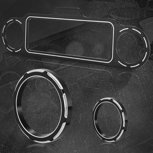 9PCS Stereo Accent Speedometer Speaker Trim Ring Set for Harley Davidson Touring Electra Street Glide Ultra Classic Models 1986-2013 (Black) in Kuwait