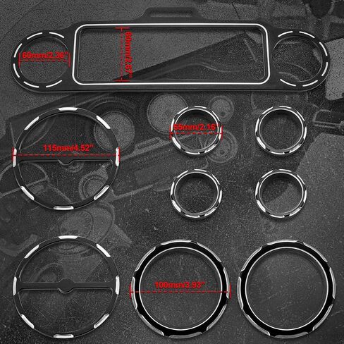 9PCS Stereo Accent Speedometer Speaker Trim Ring Set for Harley Davidson Touring Electra Street Glide Ultra Classic Models 1986-2013 (Black) in Kuwait