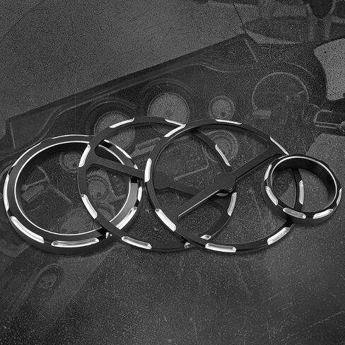 9PCS Stereo Accent Speedometer Speaker Trim Ring Set for Harley Davidson Touring Electra Street Glide Ultra Classic Models 1986-2013 (Black) in Kuwait