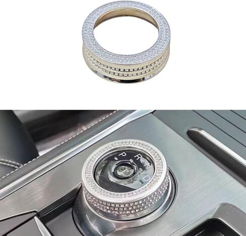 Car Interior Decoration Bling Accessories Compatible with Ford Explorer 2020-2025 Shifter knob Cover Modification Parts Rhinestone Accessories (Silver) in Saudi Arabia