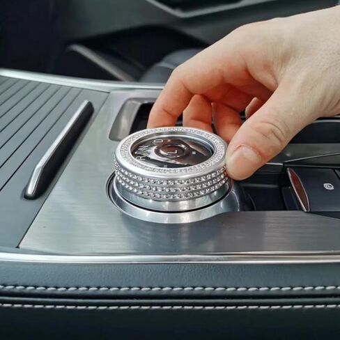 Car Interior Decoration Bling Accessories Compatible with Ford Explorer 2020-2025 Shifter knob Cover Modification Parts Rhinestone Accessories (Silver) in Saudi Arabia