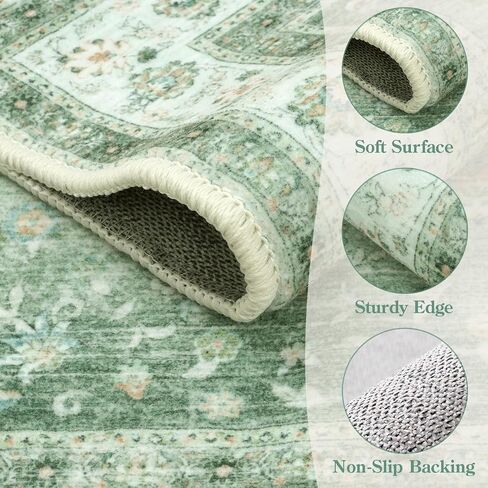 LIVEBOX Pink Area Rug 5x7, Washable Living Room Rug, Pink Rugs for Bedroom Girls, Non Slip Vintage Floral Area Rugs, Low Pile Stain Resistant Carpet for Dining Room Nursery Home Decor in Saudi Arabia