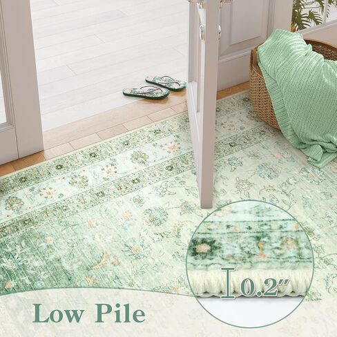 LIVEBOX Pink Area Rug 5x7, Washable Living Room Rug, Pink Rugs for Bedroom Girls, Non Slip Vintage Floral Area Rugs, Low Pile Stain Resistant Carpet for Dining Room Nursery Home Decor in Saudi Arabia