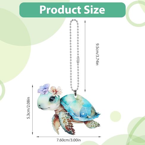 Turtle Rear View Mirror Accessories, Sea Turtle Car Decoration Multi-Color Acrylic Turtle Ornament for Car Interior Rear View Mirror Keychain and Home Decor in Saudi Arabia