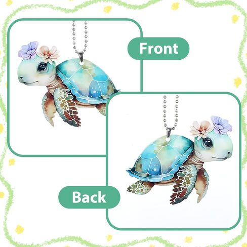 Turtle Rear View Mirror Accessories, Sea Turtle Car Decoration Multi-Color Acrylic Turtle Ornament for Car Interior Rear View Mirror Keychain and Home Decor in Saudi Arabia