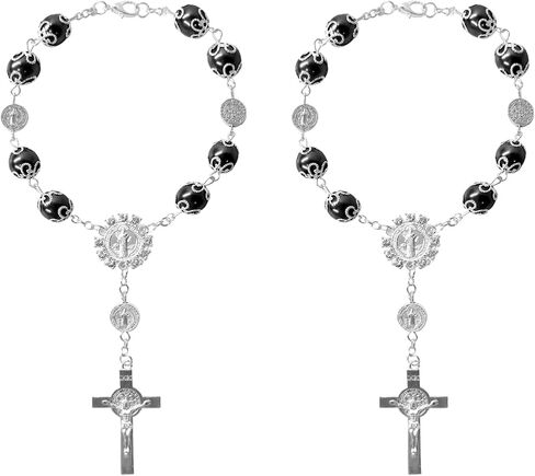 2 PCS Car Rosary لمرآة الرؤية الخلفية ، مخصصة المباراة المسبقة المسبقة التلقائية المسبحة المرآة المسبحة ، Universal Car View View Mirror Hanging Decor Exclseories for Woman Men (Black) in Kuwait